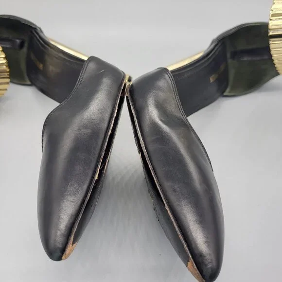 Pierre Balmain Faceted Gold Ankle Strap Heels